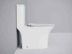 Унитаз моноблок SM9614, безободковый,(с гофрой и подводкой) тонкое сиденье ДП с быстр.съёмом EvaGold