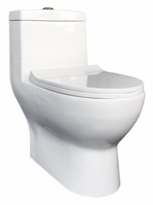 Унитаз моноблок T1017 сиденье ДП тонкое (с гофрой и подводкой) EvaGold