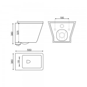 Унитаз подвесной K50, безободковый, сиденье ДП, крепления EvaGold