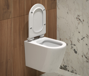 Унитаз подвесной SM9315, безобод, сиденье тонкое ДП EvaGold