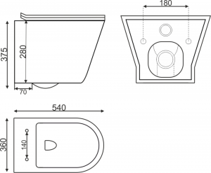 Унитаз подвесной SM9315, безобод, сиденье тонкое ДП EvaGold