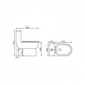 Унитаз моноблок SM9601, тонкое сиденье ДП (с гофрой и подводкой) EvaGold