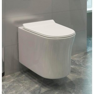 Унитаз подвесной K51, безободковый, сиденье тонкое ДП, крепления EvaGold