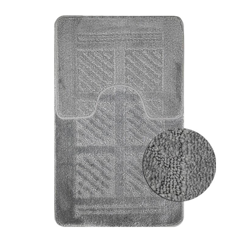 Коврик в ванную CLASSIC UNI КВАДРАТЫ двойной САНАКС СЕРЫЙ 55*90 + 45*55см 100% полиэстер