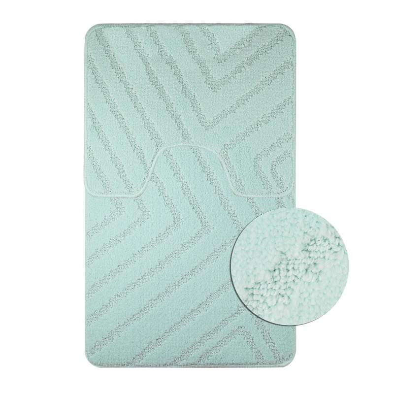 Коврик в ванную CLASSIC UNI ПОЛОСКИ двойной САНАКС БИРЮЗОВЫЙ 55*90 + 45*55см 100% полиэсте