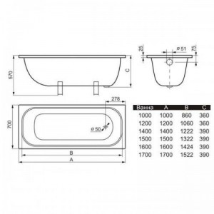 Ванна стальная 1600*700 белая орхидея с опорной подставкой DONNA VANNA ВИЗ