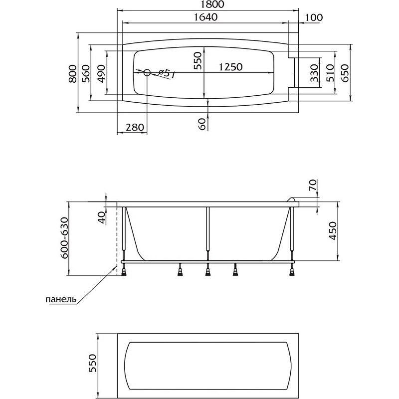 Ванна "AELITA" 180*80