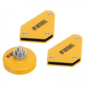 Набор из 2 магнитных сварочных фиксаторов и магнитной клеммы "масса"// Denzel 97557