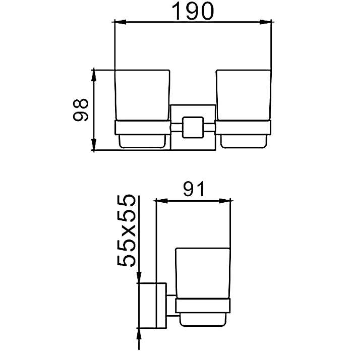Держатель + 2 стакана, сатин FRAP F30308