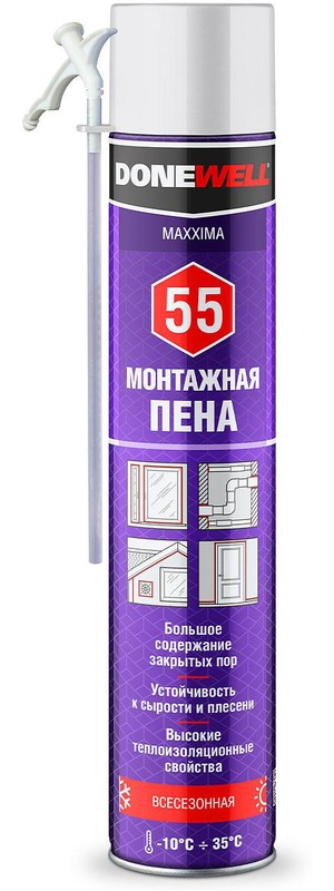 Пена монтажная бытовая всесезонная DONEWELL MAXXIMA 55 1000мл DPH10UMAXX