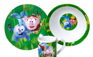 Набор детской посуды 3 предмета СМЕШАРИКИ (тарелка 19 см, миска 18 см, кружка 240 мл) SMS3-3