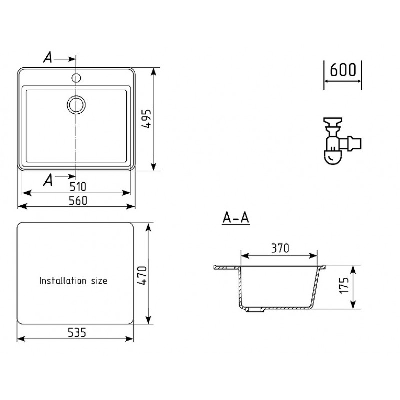 Мойка Ulgran U-104-328 квадратная, 560*495 мм бежевый