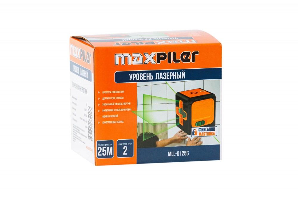 Уровень лазерный MAXPILER MLL-0125G (25м зеленый 2 луча 3*ААА)