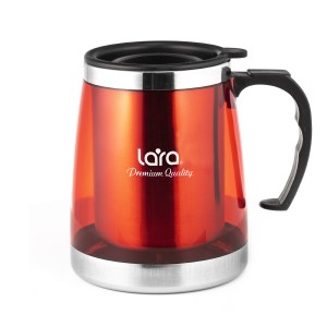 Термокружка LARA - 500мл, высота 13см, диаметр 8,5см, двойные стенки, пластик LR04-39