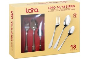 Набор столовых приборов LARA «SIRIUS» 18 пр, зерк. полировка, остр.вилка, классич.дизайн LR10-16/18