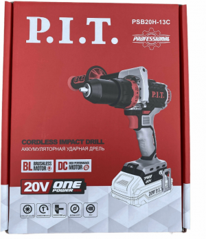Дрель аккумуляторная P.I.T PSB20H-13C X-DRIVER SOLO (20В, 110Нм, 2ск, ударная, б/щ)