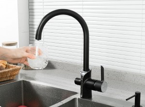Смеситель для кухни с подключением фильтра питьевой воды черный GAPPO G4303-6
