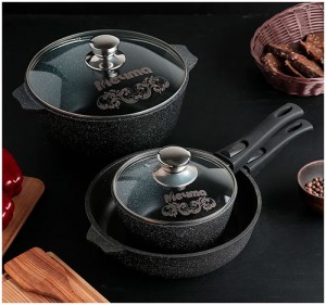 Набор литой алюминиевой посуды №1 с АП Гранит. Арт. 001701