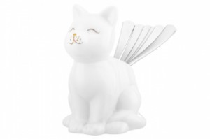 Салфетница "Кошка" 10*8,5*12,5 см, белая с золотом, фарфор 380147