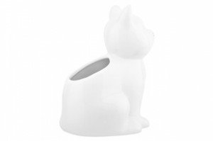 Салфетница "Кошка" 10*8,5*12,5 см, белая с золотом, фарфор 380147