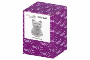 Салфетница "Кошка" 10*8,5*12,5 см, белая с золотом, фарфор 380147