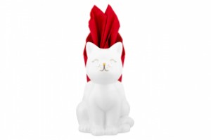 Салфетница "Кошка" 10*8,5*12,5 см, белая с золотом, фарфор 380147