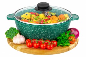 Жаровня (сотейник) 24 см ГАРМОНИЯ ВКУСА "Изумруд" 30,5*25*14 см, 3 л, с крышкой ф24 120597