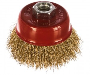 Корщетка для УШМ 75мм чашка, мягкая, латунь FIT 39267
