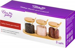 Набор 3 банок для специй "Crystal glass" 29*9,5*10,5 см, 8*8*9,7 см 380 мл 360065