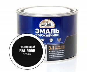 Грунт-эмаль по ржавчине 3в1 черный глянец Эксперт RALL9005 1,8кг