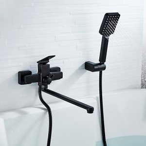 Смеситель для ванны с длинным изливом черный Ledeme L2278B