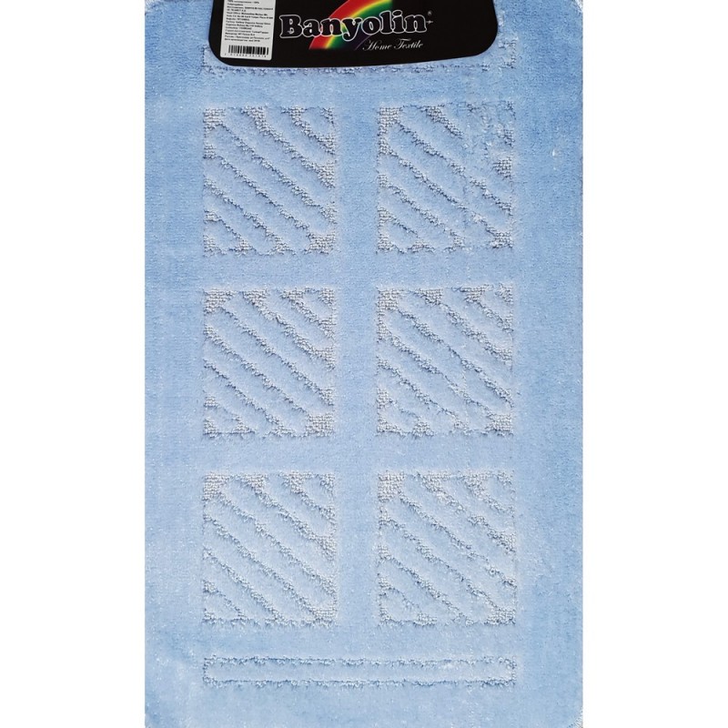 Коврик в ванную CLASSIC UNI КВАДРАТЫ одинарный САНАКС ГОЛУБОЙ 55*90см 100% полиэстер