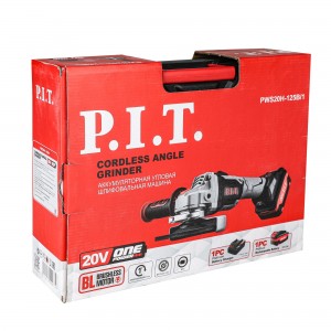 Угловая шлифовальная машина аккум. бесщет. P.I.T. PWS20H-125B/1 (20В,125мм,АКБ Li-Ion 1*4Ач,ЗУ,кейс)