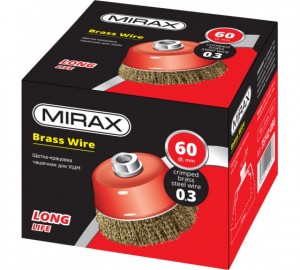 Корщетка для УШМ 60мм чашка, мягкая, латунь MIRAX 35142-060