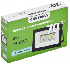Прожектор LED СДО 001-70 6500К IP65 черный GENERICA LPDO501-070-65-K02-G