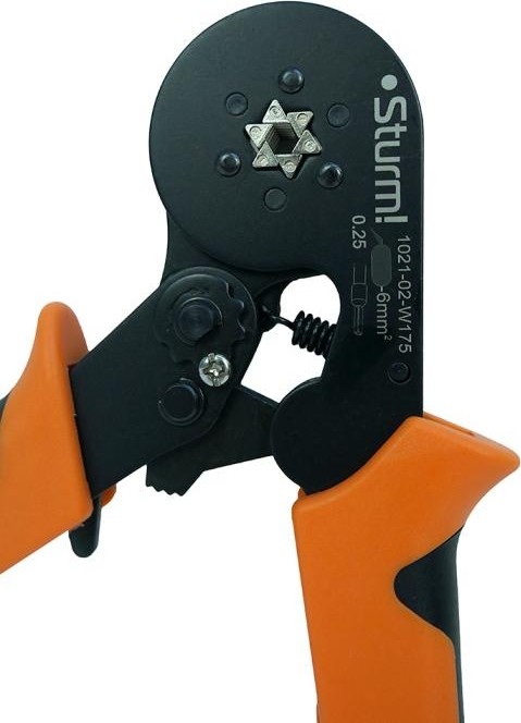 Пресс-клещи для втулочных наконечников 0.25-6 мм2 гексагональный профиль Sturm! 1021-02-W175