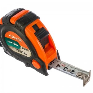 Рулетка 3м*16мм с 2-х сторон.шкалой,усил.магнит,обрезиненный корпус,2-ой зацеп,Sturm! 3100101