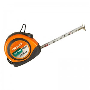 Рулетка 5м*19мм автостоп с 2-х стор.шкал,усил.магнит,обрезин.корпус,2-ой зацеп,Sturm! 3100304