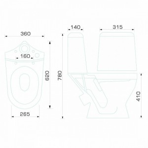 Унитаз-компакт "W 101" GESSO кос.выпуск, ниж. подвод,1 уров. арматура, сид. полипропилен