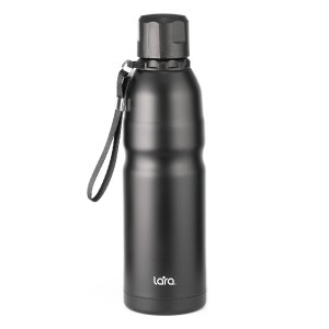 Термос LARA (черный) 500мл, матовый, ремешок для переноски LR04-21