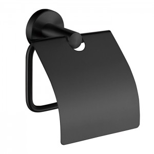 Бумагодержатель с крышкой Чёрный LEDEME L71703B