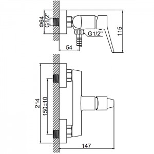 Смеситель для душевой кабины LEDEME L2069