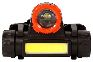 Фонарь налобный акк, СОВ и ХРЕ светодиод, функ.зум, 140лм, Sturm! 4052-01-140