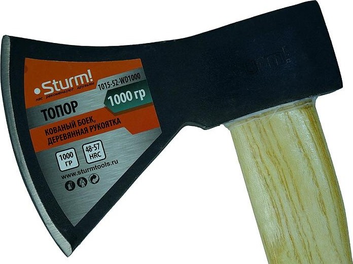 Топор 1000г. Кованый боек, деревянная рукоятка Sturm!