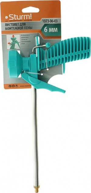 Пистолет для монтаж.пены,ПЛАСТМАСС.КОРПУС,ствол,игольч.и шар.клапана,нерж.ст.,Sturm!
