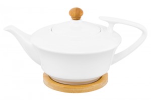 Чайник "Кристалл" 23,5*15*12,5 см, 600 мл, с деревянной подставкой 10,8*10,8*1 см, 540718