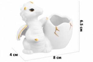 Вазочка под зубочистки "Дракон" 8*4*6,5 см, белая с золотом, круглая, без зубочи 330899