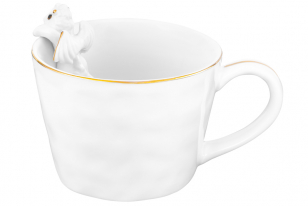 Кружка "Дракон с крылышками" 14*10*7,5 см 300 мл, белая с золотом, фарфор 330903