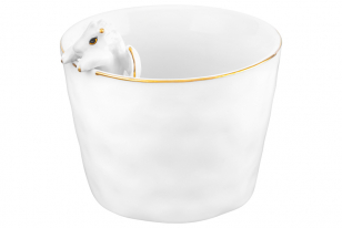 Кружка "Дракон с крылышками" 14*10*7,5 см 300 мл, белая с золотом, фарфор 330903