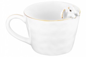 Кружка "Дракон с крылышками" 14*10*7,5 см 300 мл, белая с золотом, фарфор 330903